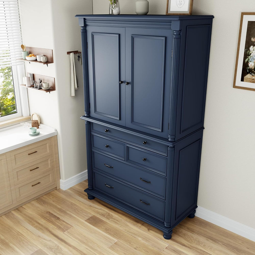 Freestanding Large Kitchen Pantry,Tall Storage Cabinet Cupboard with 6 Door S...