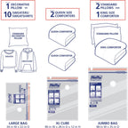 Hefty Shrink-Pak Starter Kit - 2 Large, 1 XL Cube, 1 Jumbo Vacuum Seal Storage Bag and Hand Pump – Space Saver Bags for Clothing, Pillows, Towels, or Blankets, 5 Pc Set
