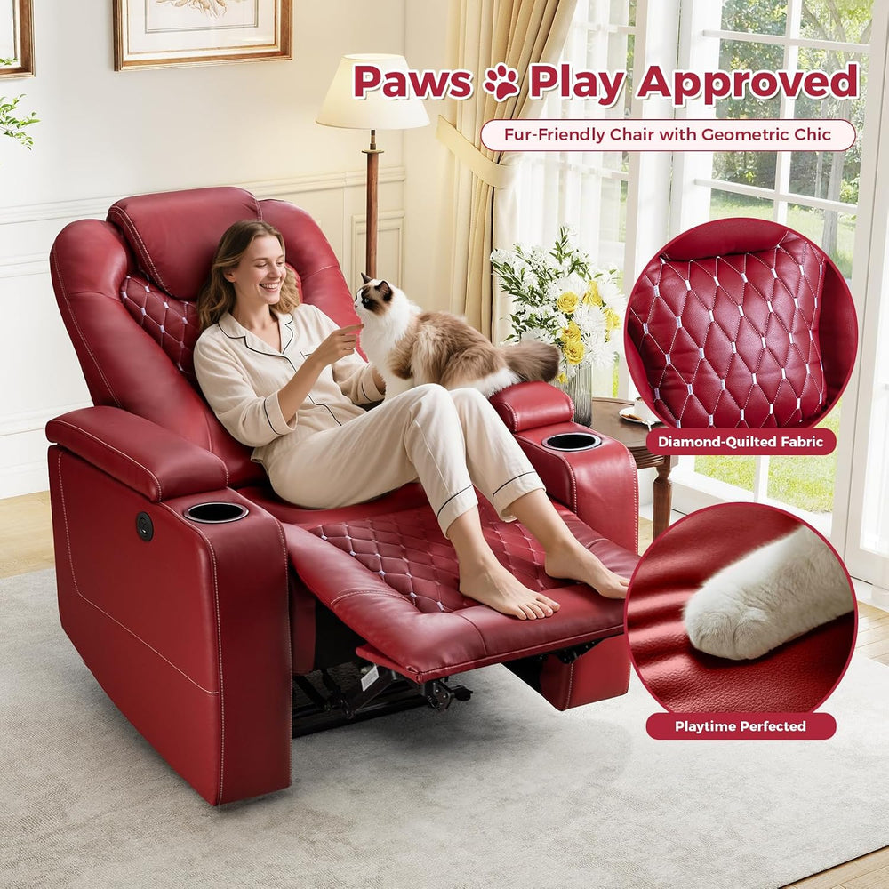 ANJ Power Recliner Chair Set of 6, Electric Soft Faux Leather Reclining Home ...