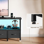 TV Stand for 80/75 Inch TV, LED Entertainment Center with 4 Fabric Drawers and Power Outlets, Modern Industrial TV Media Console for Living Room, Bedroom Storage Cabinet - 71'' Black