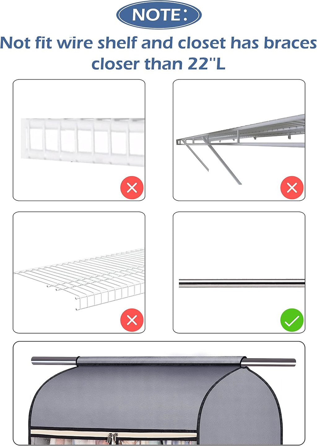 SLEEPING LAMB 54'' Hanging Garment Bags for Closet Storage Sealed Completely Jackets Coats Suits Clothes Rack Cover for Wardrobe with Clear PVC Window, 2 Packs, Grey(Hanging Rod Not Included)
