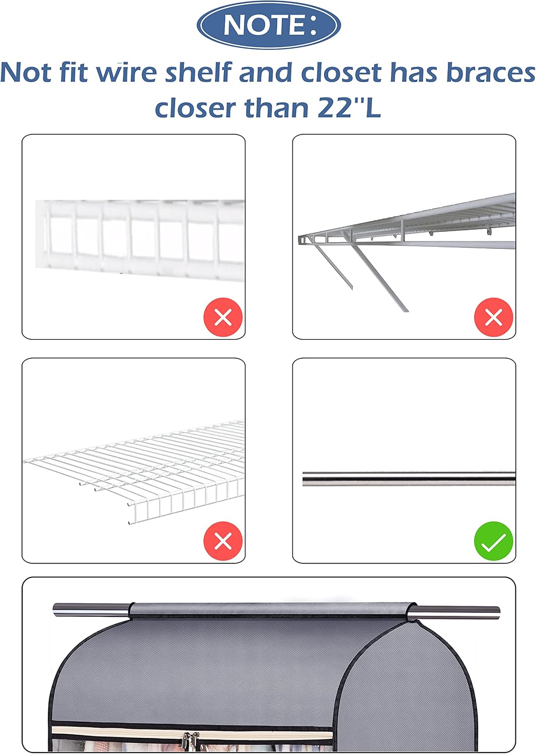 SLEEPING LAMB 54'' Hanging Garment Bags for Closet Storage Sealed Completely Jackets Coats Suits Clothes Rack Cover for Wardrobe with Clear PVC Window, 2 Packs, Grey(Hanging Rod Not Included)