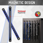 ALOANES 6-Piece Magnetic Rail Organizer, Heavy Duty Aluminum Rails, 360 Swivel Clips Socket Holder Kit for Tool Box, 1/2, 3/8, 1/4-Inch Socket Holder x 80 Clips (Blue)