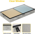 4.5 Inches Under Bed Storage Containers with Sturdy Sidewalls/Bottom and Reinforced Handles，Low Profile Underbed Storage for Clothes,Shoes,Pillows and Blankets with Zips and Clear Windows,4 Pack