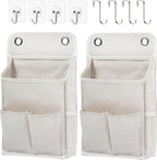 Hanging Basket for Organizing, Wall Organizer with Pockets and Over The Door Organizer，Can for Home, Closet, Office and Camper (2 White)