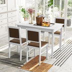 NAFORT Dining Table Set for 4, Farmhouse Kitchen Table and Chairs Set of 4, Mid-Century Modern Rectangular Dining Room Table with Cushion Padded Seat, Solid Wood Dining Set Kitchen Furniture