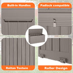 75 Gallon Resin Deck Box, Lockable Patio Outdoor Storage Box for Furniture, Garden Tools and Tools Storage, Waterproof Outside Storage Boxes - Grey