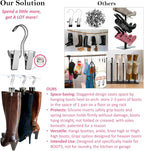Original Boot Hanger - Shoe Storage Space Saver (Set of 3); Boot Hanger, Holder, Clips, Storage (Silver)