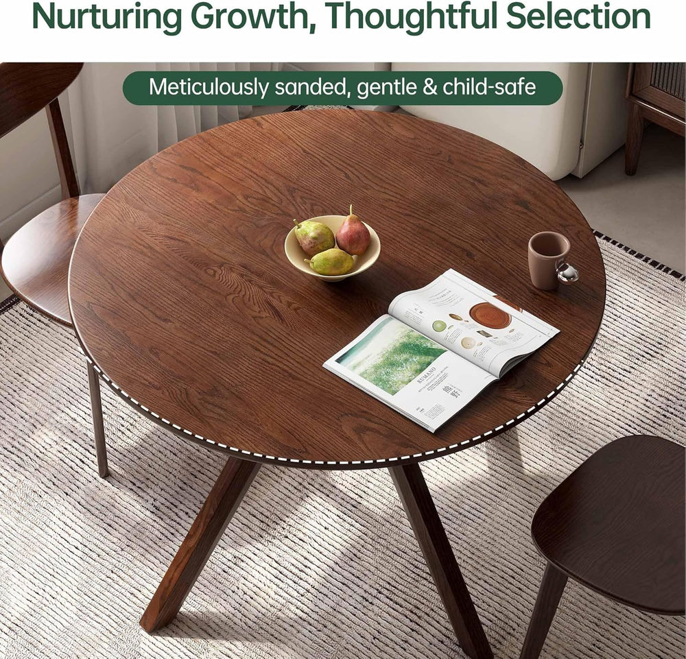 YESWOOD 43.3’’ Round Dining Table for 4, Solid Wood Oak Kitchen Table with In...