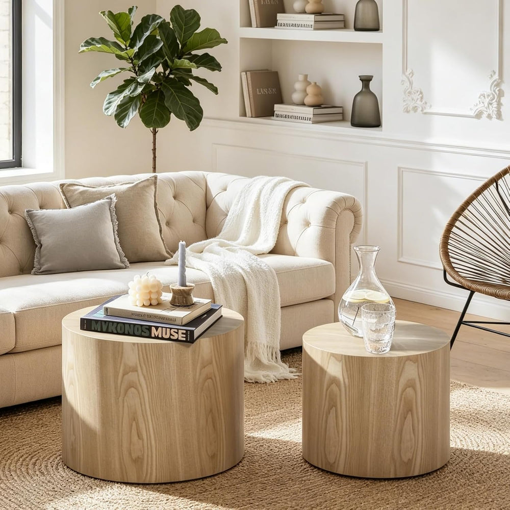 Small Wood Side Table Round Nesting End Table Coffee Tables Nesting Tables Se...
