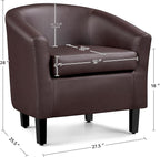 Yaheetech PU Leather Accent Chairs, Modern Barrel Chairs Side Chairs, Comfy Club Chairs with Soft Padded, 2 Chairs for Living Room/Bedroom/Reading Room, Espresso, Set of 2