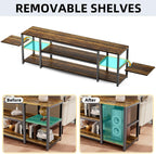 Aquzee 85 inch TV Stand, Entertainment Center for 70 75 80 85" TV, 75.2" Wide Wood Television Console Table for Living Room Bedroom Gaming Room, Rustic Brown