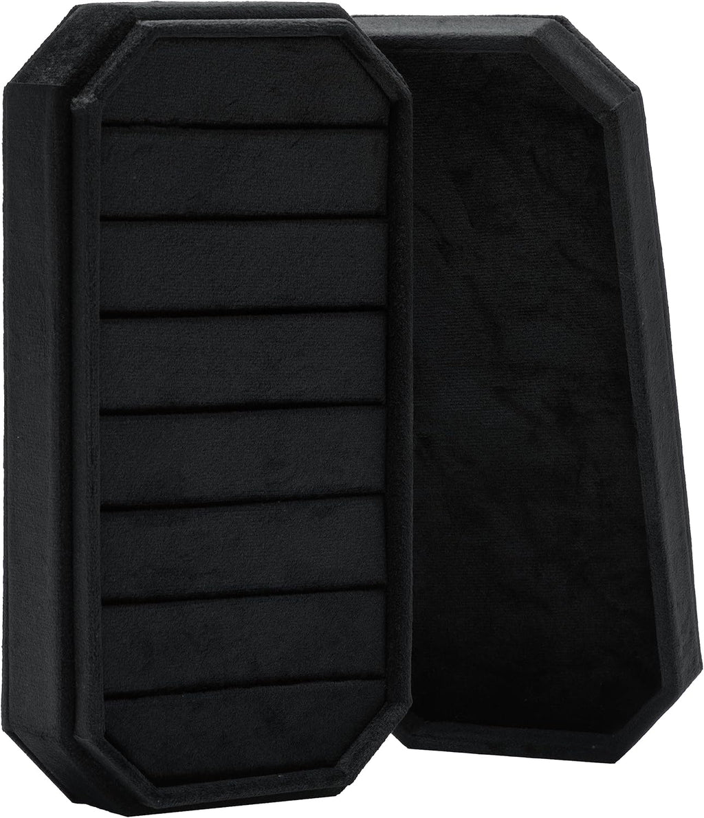 Velvet Ring Organizer Display Tray Jewelry Box Earring Holder Case for Wedding Birthday Christmas Day (Black)