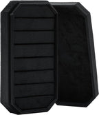 Velvet Ring Organizer Display Tray Jewelry Box Earring Holder Case for Wedding Birthday Christmas Day (Black)