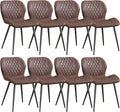 Dining Chairs Set of 8, Comfy Modern Dining Chairs with Thick Cushions, Upholstered Fabric Kitchen Side Chairs with Adjustable Metal Legs for Dining Room (Brown)