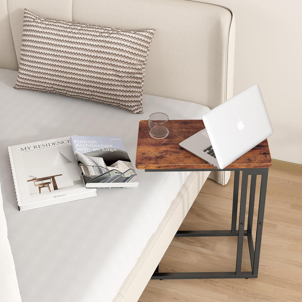Yusong C Shaped End Table - Slide Under Sofa Couch Bed, Small Table for Small...