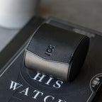 DailyWatch | Watch Roll Travel Case For 1 Watch | Luxury Watch Case In Genuine Black Leather With Soft Velvet Interior | Watch Case Protect, Store, & Display Your Watches | Black Green