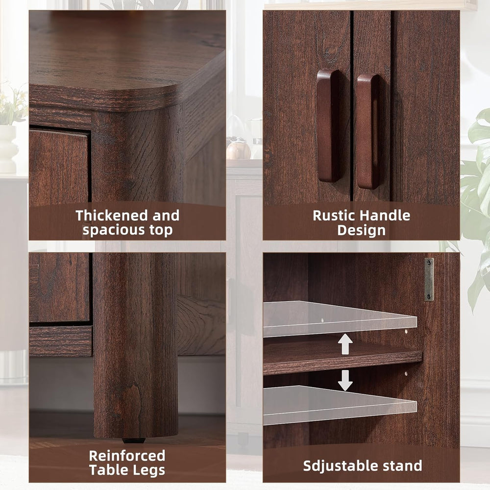 Joaxswe Sideboard Buffet Cabinet with Storage, 31.5" Arc-Shaped Credenza...