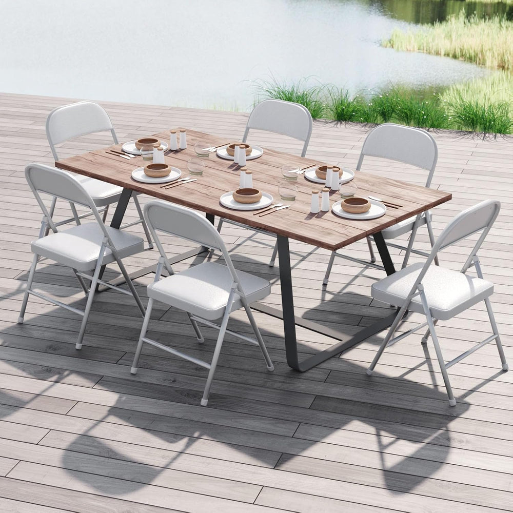 Nazhura Folding Chairs with Padded Vinyl Cushion Chairs with Comfortable Cush...