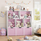FOTOSOK Toy Storage Organizer with Movable Drawers, Toy Organizer for Kids | Toy Organizer with Hidden Wheels, Toy Storage and Stuffed Animal Storage for Playroom, Cube Storage Organizer, Pink