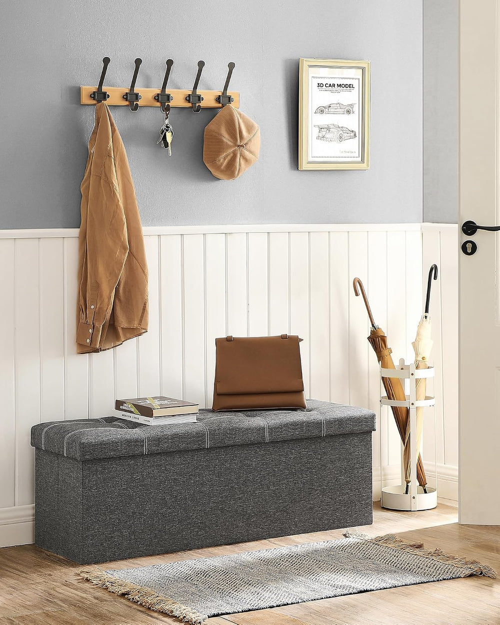 SONGMICS Mazie Collection - 43 Inches Ottoman Storage Bench, 35 Gal. Folding ...