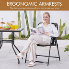 Yaheetech Patio Dining Chairs Set of 4 with Armrests and Backrests, Outdoor Texteline Folding Chairs All Weather for Garden, Lawn, Porch and Backyard, Dark Gray