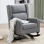 HCHAIRH Nursery Rocking Chairs, Modern Rocking Nursery Chair for Mom Nursery Rocker with High Backrest and Solid Wood Legs, Dark Grey