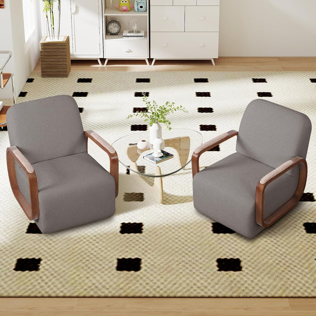 Couchus Swivel Accent Chair with Sturdy Base (Gray, Set of 1) | 360° Rotating Living Room Chair, Chenille Fabric Upholstered Armchair for Living Room
