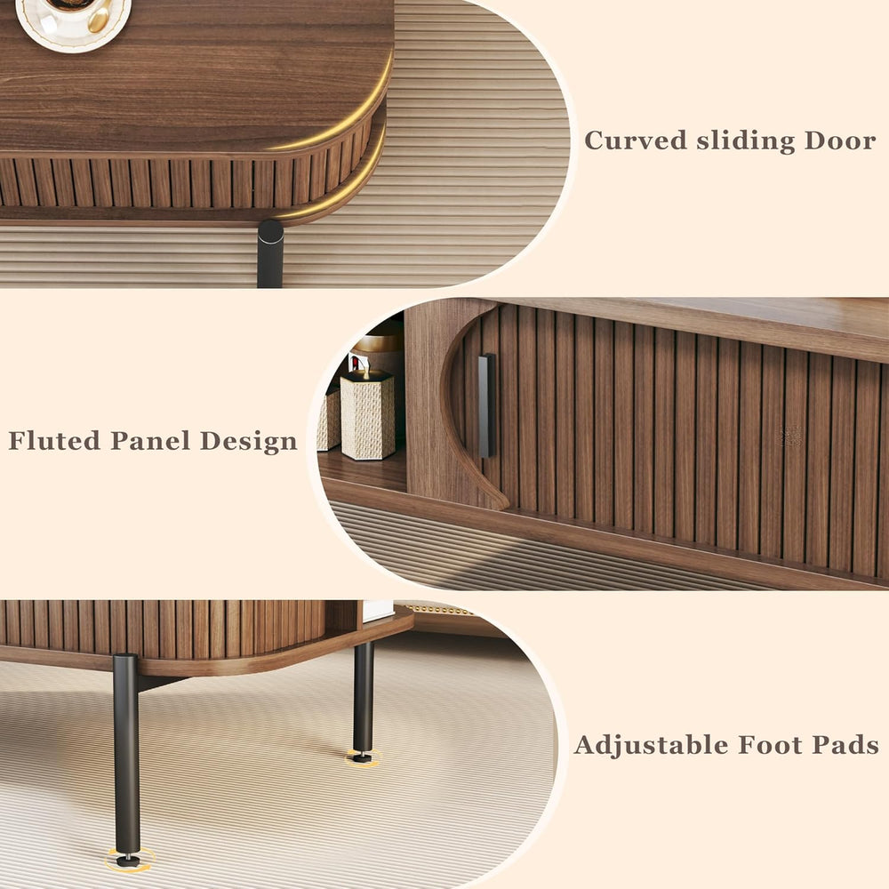 Coffee Table, 39.4" Mid Century Modern Coffee Tables for Living Room, Co...