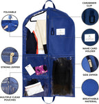 Waterproof Hanging Garment Bag 40 inch Clothes Bag with Gusset, 5 Pockets & Side Zip for Dance Costumes, Sports, Skating, Theatre, Beauty Pageants,Cheer & More by Kendall Country, Navy Blue