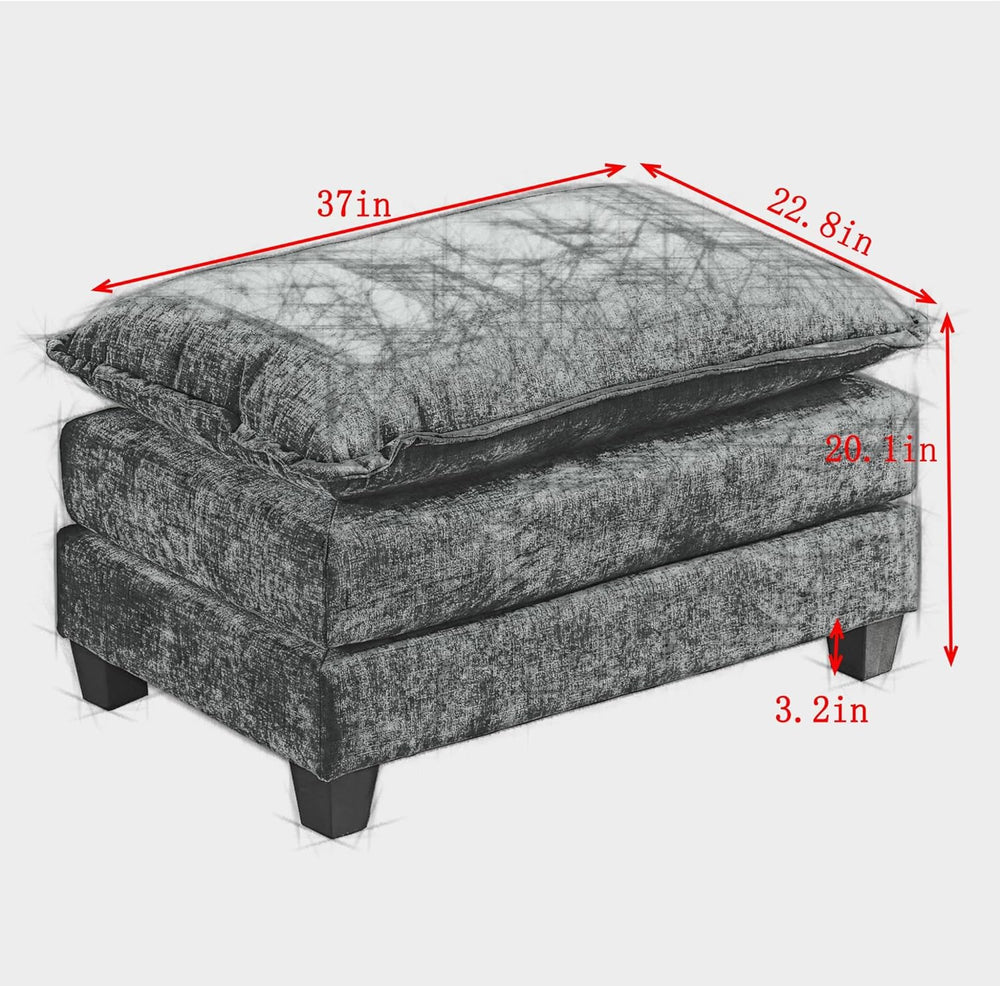 Aoowow Matching Ottomans for Cloud Sofas,Modern Chenille Upholstered Ottoman ...
