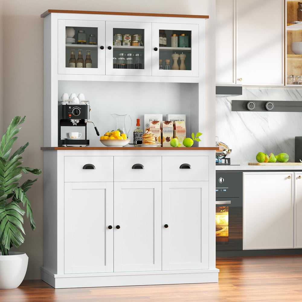 MU 71" Kitchen Pantry Cabinet with Charging Station, Tall Pantry Hutch w...