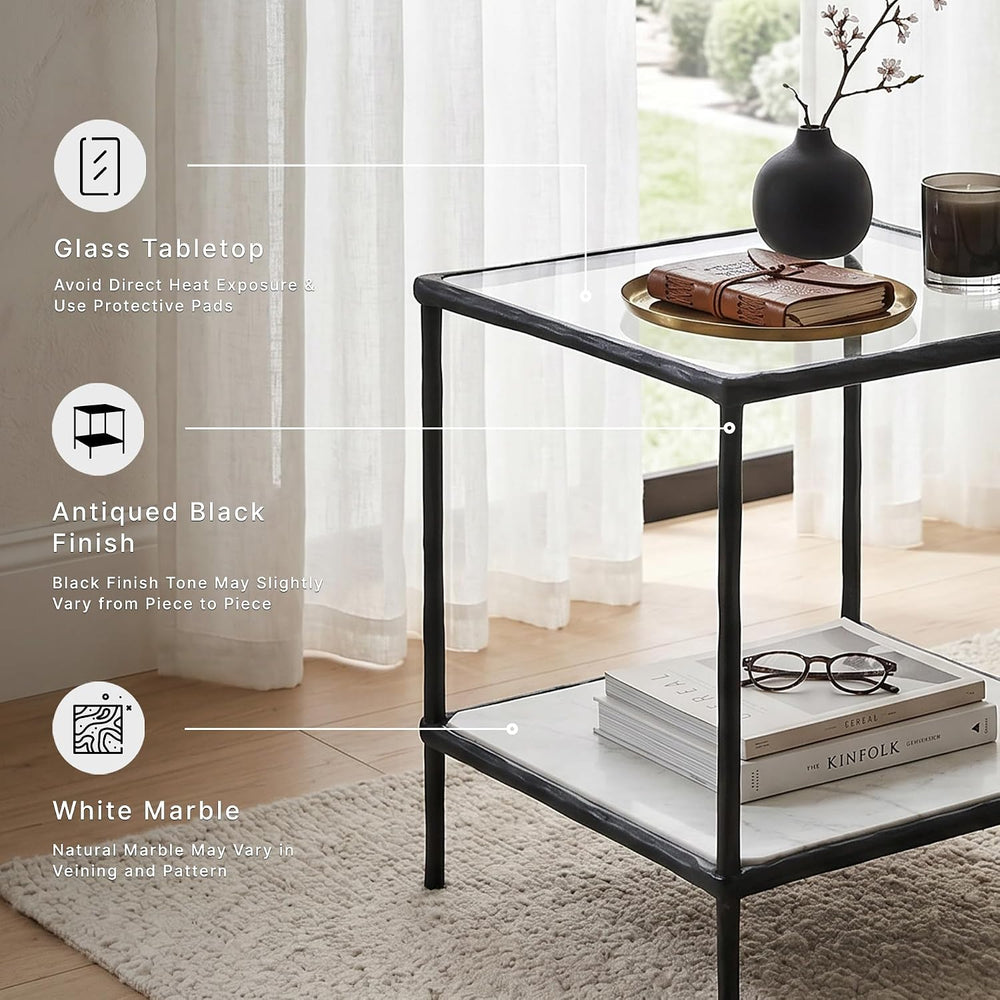Signature Design by Ashley Modern Glass and Marble End Table, Ryandale