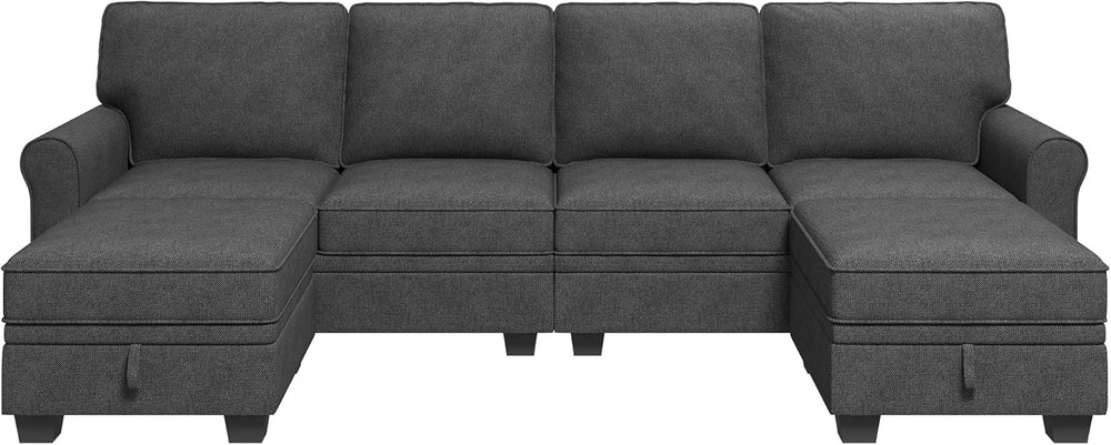HONBAY Sectional Sofa with Storage Seat U Shaped Couch with Reversible Chaise...