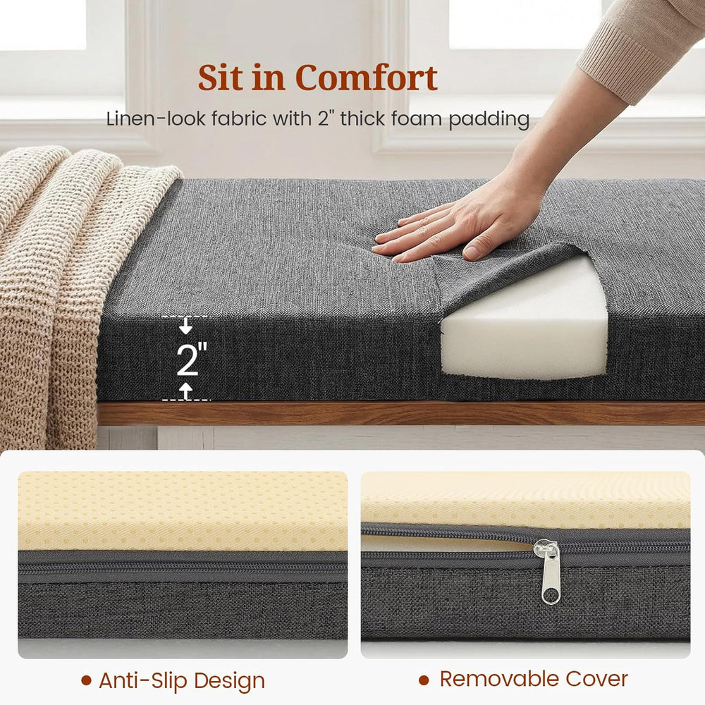 UPOSOJA Farmhouse L Shaped Corner Shoe Storage Bench with Cushion Entryway Sh...