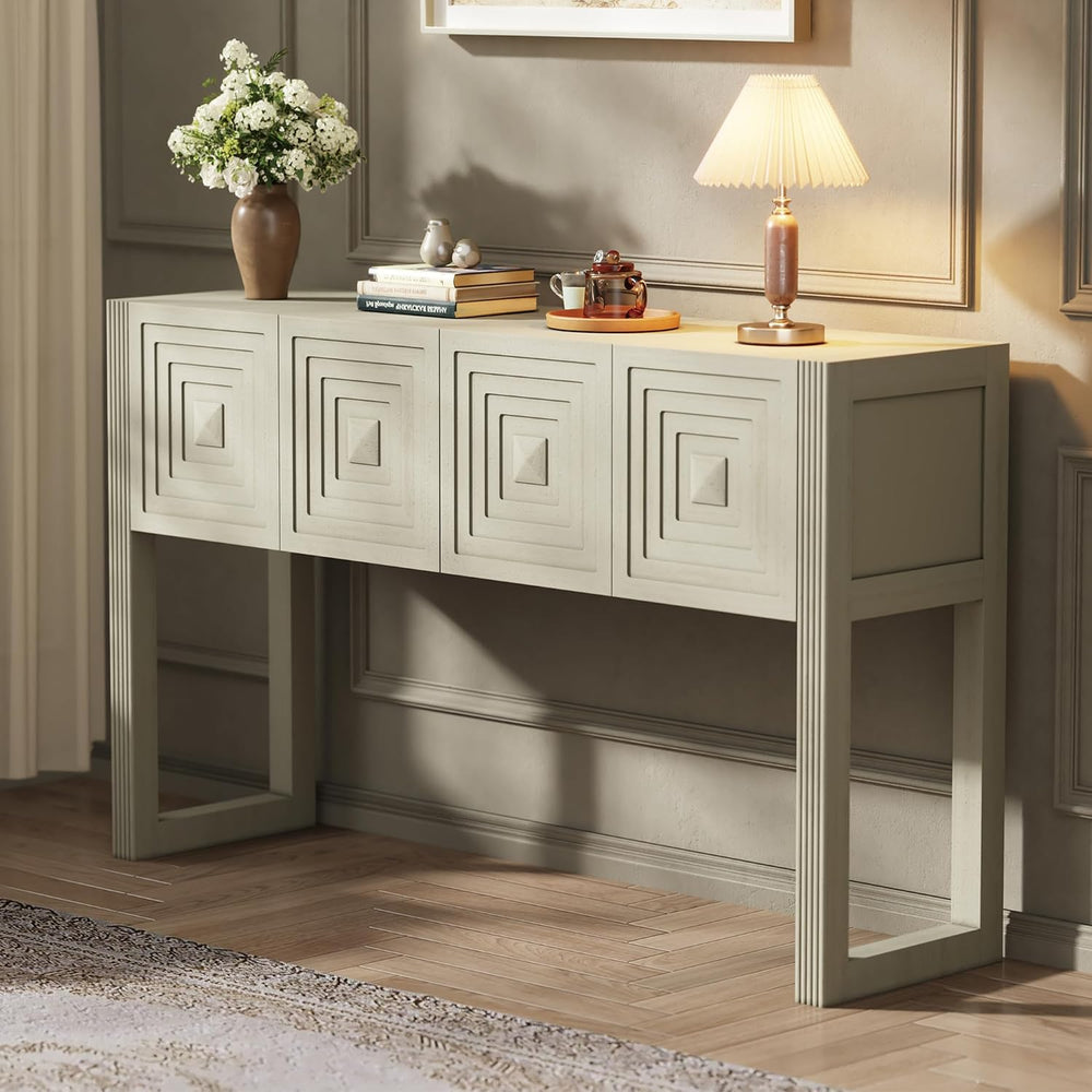 LKTART 55" Carved Console Table with 3 Soft-Close Drawers, Entryway Sofa...
