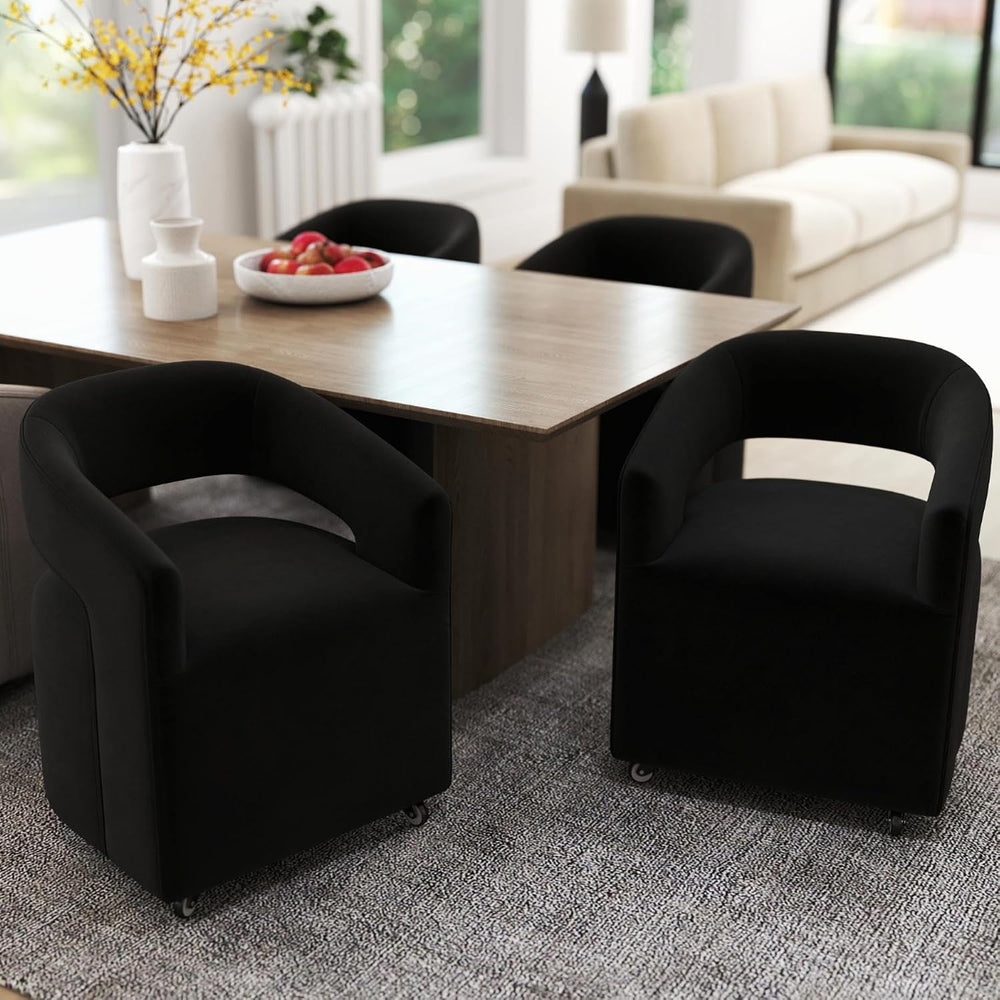 LukeAlon Sherpa Dining Chairs Set of 2, Modern 360° Swivel Kitchen Chairs wit...