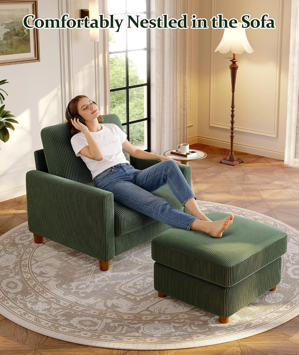Welzona 25.2" Couches for Living Room, Comfy Green Ottoman with Storage,...
