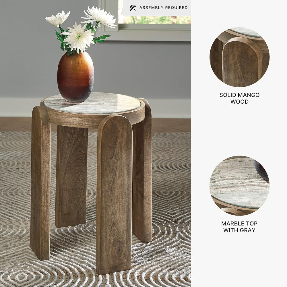 Signature Design by Ashley Gavrilley Contemporary Accent Table with Marble To...