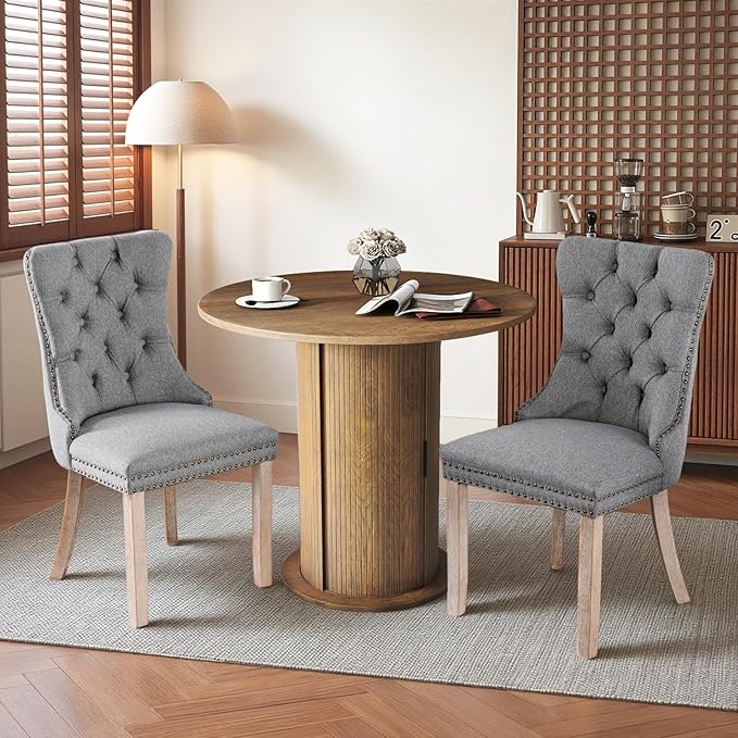 SoarFlash Kitchen Table and Chairs for 2, 31.5" Dining Table Set for 2 with Upholstered Chairs, 3 Piece Kitchen Table Set with Storage Shelf for Small Space, Apartment