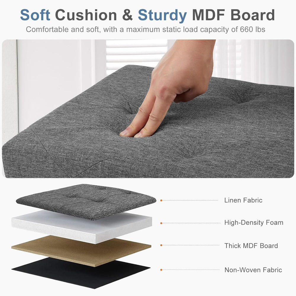 DUMOS 43 Inch Folding Storage Ottoman Bench, Upholstered Ottoman with Storage...