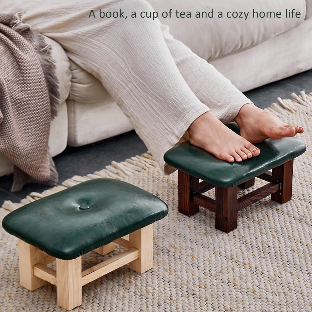 Footstool Ottoman - Small Rectangular Step Stool with Non-Slip Soft Padding f...