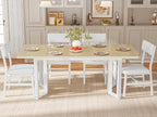 Itaar 5-Piece Dining Table Set for 4-6 People, 63" Extendable Kitchen Table and 4 Cushion Chairs, Dining Room Table with MDF Board & Metal Frame for Small Space, Easy Clean, Natural