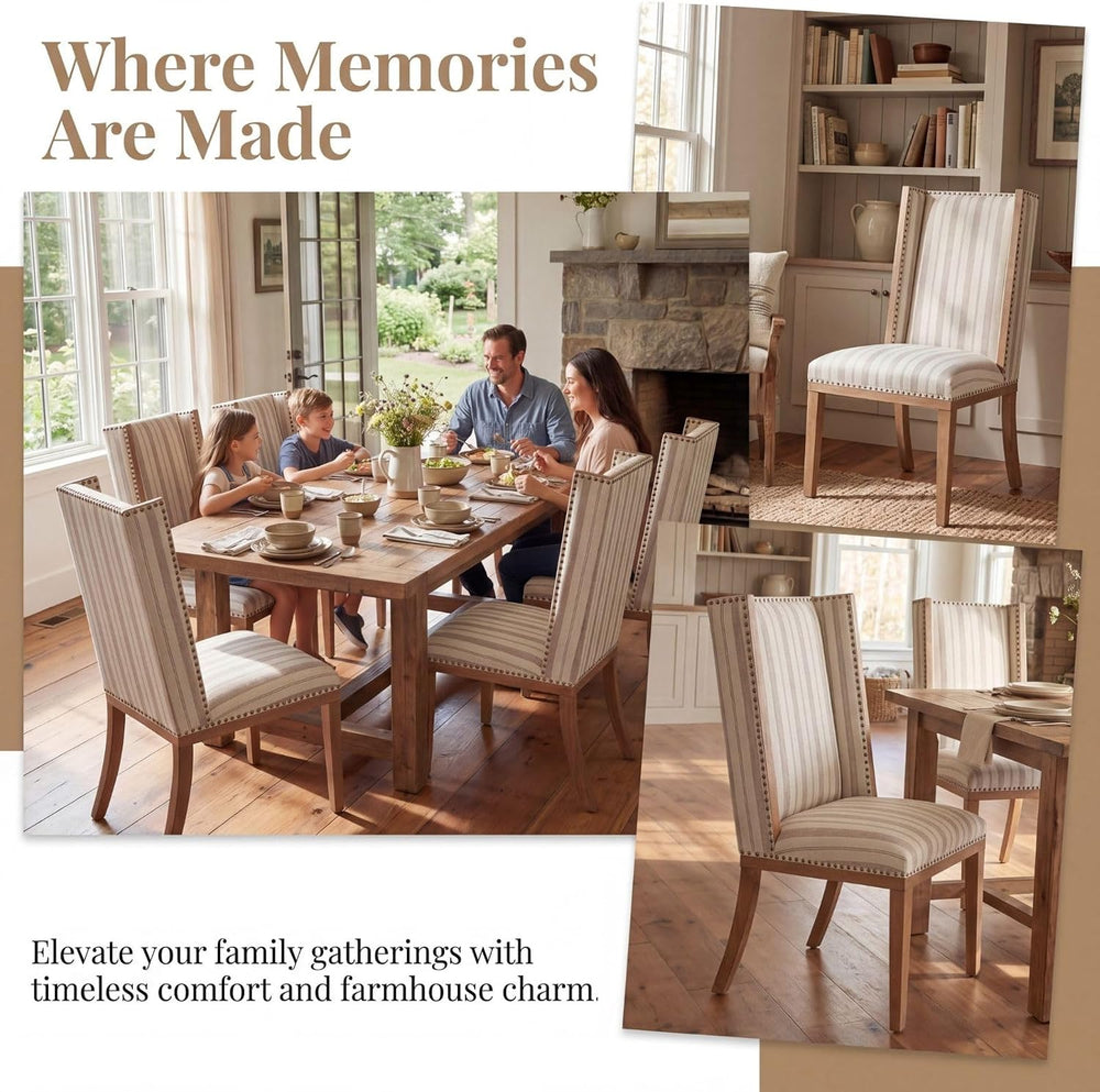 Kmax High Back Dining Chairs Set of 2, Parsons Dinner Chairs Upholstered Fabr...