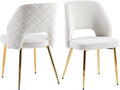 NORDICANA Modern Dining Chair Set of 2, Beige Boucle Upholstered Accent Chairs with Golden Metal Legs, Round Back Side Chairs for Kitchen Living Room Bedroom
