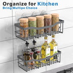 EUDELE Shower Caddy 2 Pack, Adhesive Shower Organizer for Home Decor & Kitchen Storage, No Drilling, Rustproof Stainless Steel Bathroom Shelf Organizer