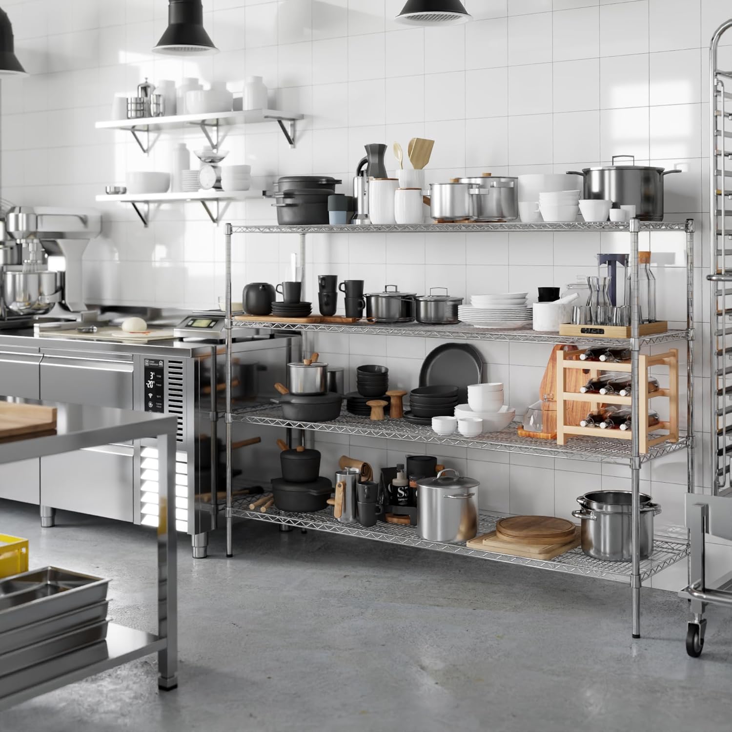 21" Deep x 72" Wide x 54" Height Wire Shelving Kit | 4-Tier | NSF Commercial Storage Rack Unit