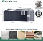 Metal Shed 10x16 FT with Floor Frame Kit, Big with Heavy-Duty Reinforced Steel Frame and Customizable Skylight, Lockable Doors, 4-Pane Windows, Large Outdoor Storage for Garden, Tools, and Utility