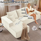 107" Cloud Sectional Couch with L-Shape Chaise, Modern Modular Comfy Sofa with Deep Seat, Upholstered Corduroy Couches Sleeper Chaise Longue for Living Room Bedroom, No Assembly Required, White