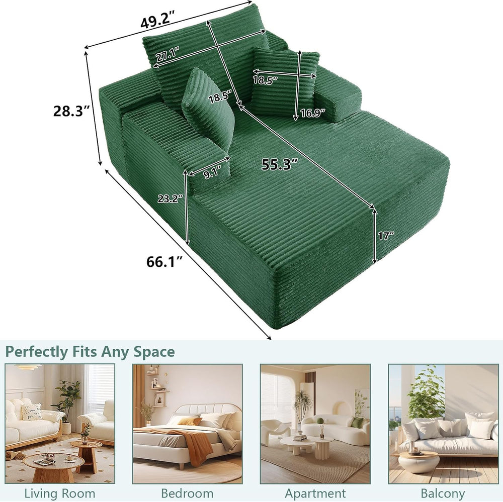 LUCKHAO 50" Oversized Chaise Lounge Chair Indoor,Corduroy Reading Chair ...